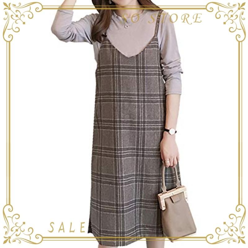 My Spica 授乳口つき マタニティ ワンピース チェック 長袖 ミモレ丈 スカート マタニティー 産前産後 着れる 妊 Kisumupoly Ac Ke