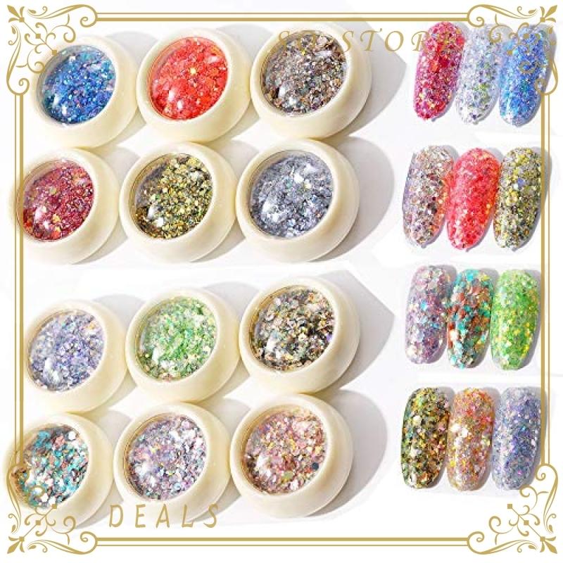 Asnomy 12色セット グリッター 容器入り キラキラ ネイルパーツ ネイルアート ラメグリッター ラメパウダー 顔 ボ Quk7026 So Store 通販 Yahoo ショッピング
