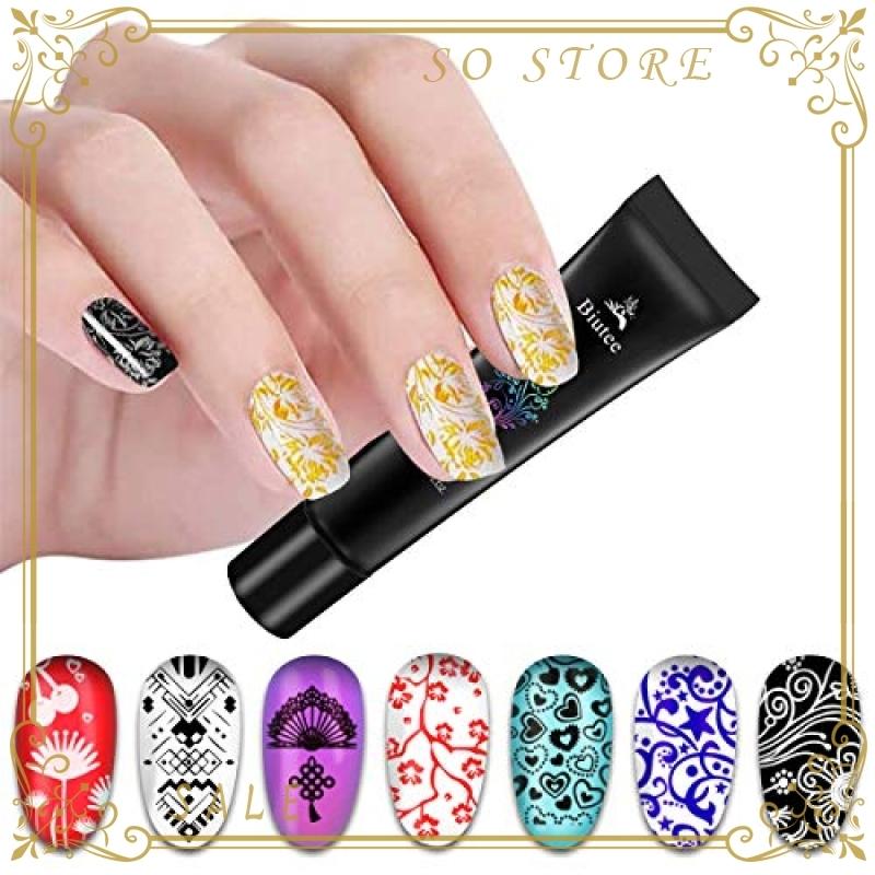 Biutee スタンプ専用ジェルカラージェル ネイルスタンピング ジェル お買い得 15 30日間ぐらい艶長持 10ｍｌ 8カラーセット