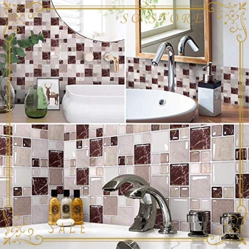 909円 爆安 レッド Vancore モザイクタイルシール キッチン リメイクシート タイルステッカー リフォーム