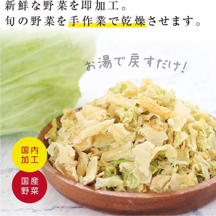 乾燥キャベツ 100g 生野菜約1kg分 キャベツ 国産きゃべつ ドライ野菜 干し野菜 サラダ スープ 無添加  簡単 時短 保存食 常備菜 非常食 即席みそ汁｜so-suke｜15