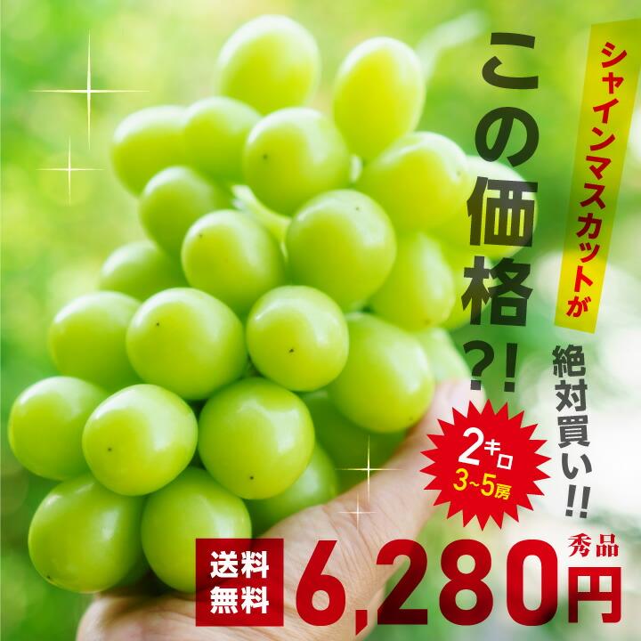 シャインマスカット 約2キロ 秀品 産地厳選 長野・山梨産 一房あたり約 