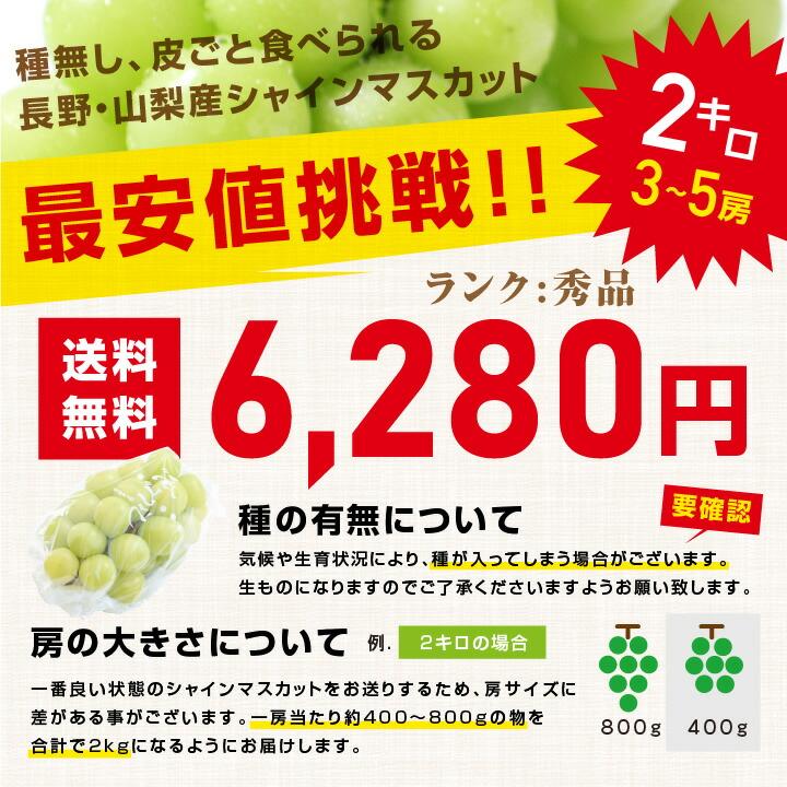 山下屋荘介 シャインマスカット 約2キロ 秀品 産地厳選 長野・山梨産 