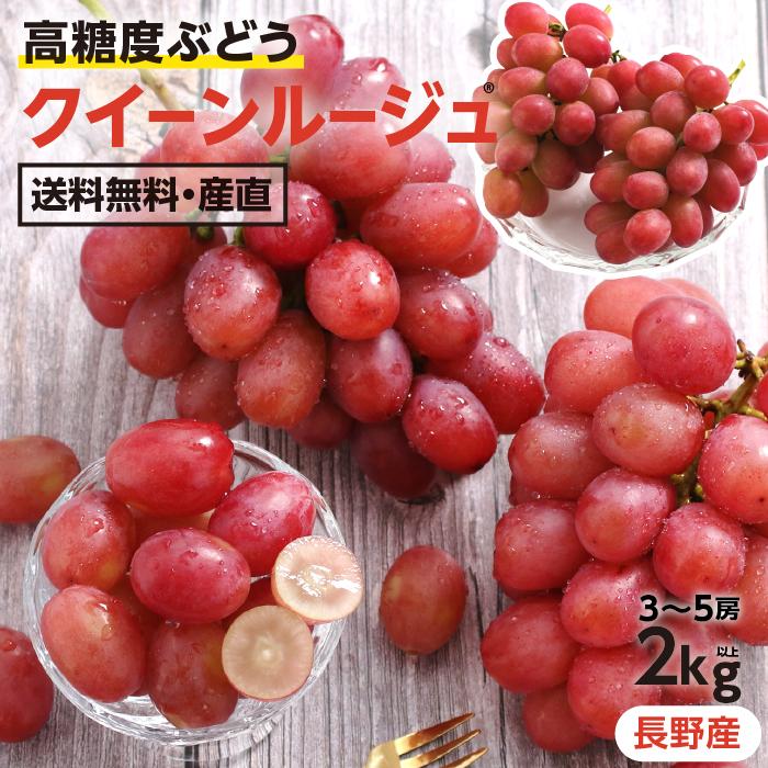 山下屋荘介 ぶどう クイーンルージュ 種無し 約2kg 3〜5房 秀品 送料