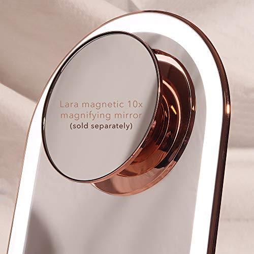 Fancii LED 化粧鏡 プレミアムメイクミラー 3ライト設定 金属女優ミラー、3色調光 コードレス 充電式 スタンド卓上鏡 (Vera) 