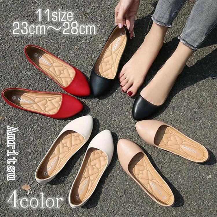 ポインテッドトゥ ローファー レディース フラットシューズ フラットパンプス パンプス 大きいサイズ ローヒール 痛くない 靴 お出掛け 旅行 上品 きれいめ シン 絶品