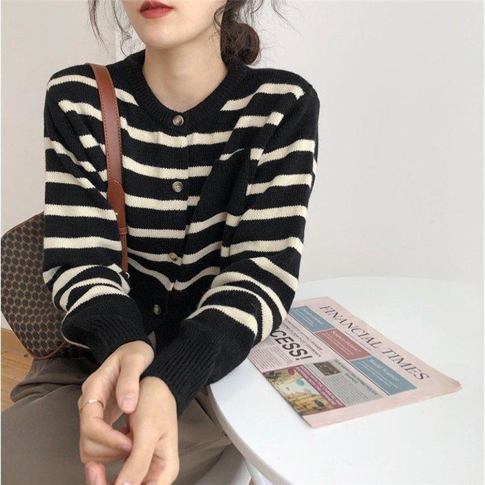ニット セーター レディース 秋冬 カーディガン ニットソー ニットベスト ストライプ セーター トップス ゆったり ニット 韓国風 大人 着痩せ 代 30代 40代 初回限定