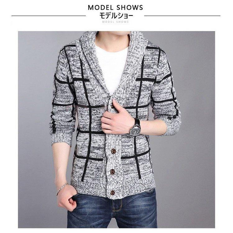 ランキング第1位 トップス ニットカーディガン メンズ チェック柄ニットジャケット 長袖セ ニットカーディガン メンズ チェック柄ニットジャケット 長袖セーター 防寒セーター スリム カットソー 秋冬 ニットアウター 羽織り カジュアル 通勤 ビジネス Www
