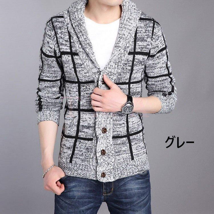 ランキング第1位 トップス ニットカーディガン メンズ チェック柄ニットジャケット 長袖セ ニットカーディガン メンズ チェック柄ニットジャケット 長袖セーター 防寒セーター スリム カットソー 秋冬 ニットアウター 羽織り カジュアル 通勤 ビジネス Www