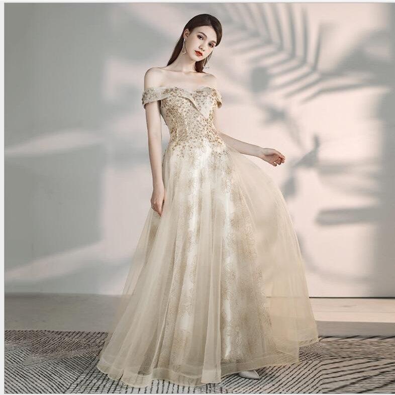 大切な ロング丈ドレス 上品 発表会 30代40代 着痩せ おしゃれ 謝恩会 披露宴 二次会 お呼ばれ 結婚式 ウエディングドレス パーティードレス オフショルダー ナイトドレス 欠品の場合はメールにてご連絡いたします ご了承ください はい 了承済み Captains Agency