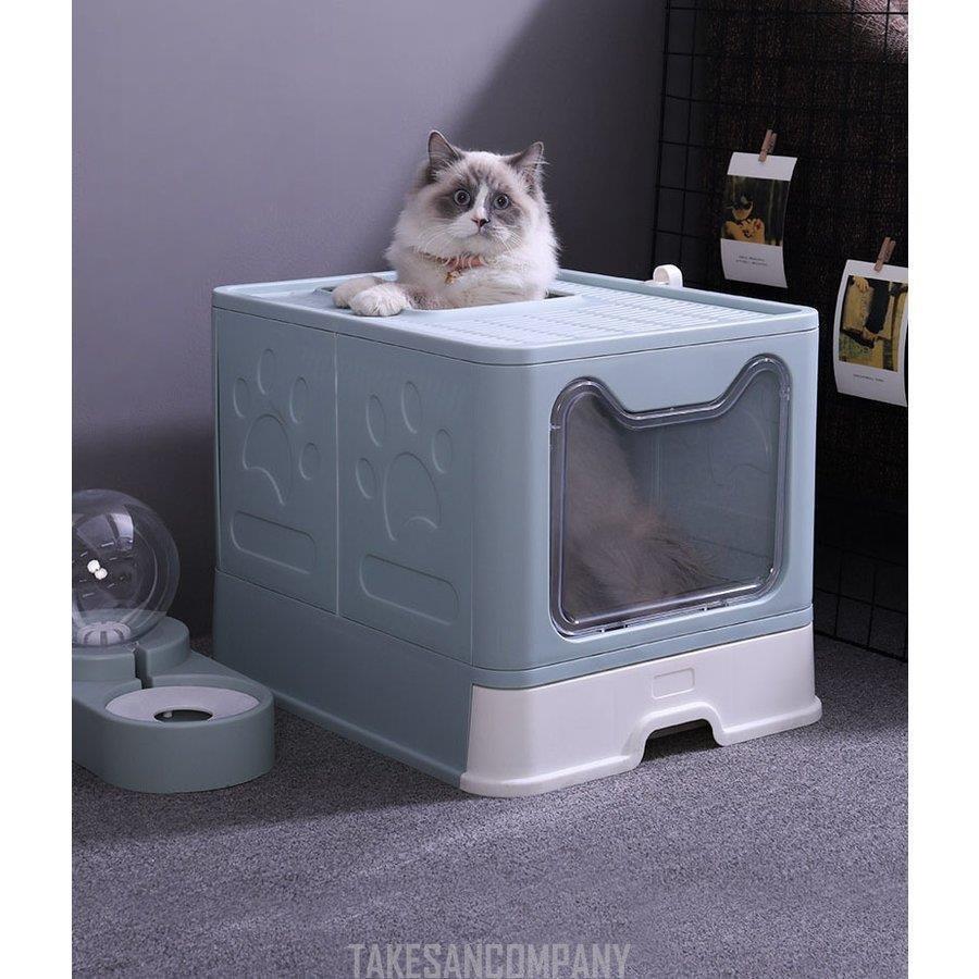 猫トイレ本体 大きめサイズ 箱型 上からトイレ ドーム型 大きめサイズ 折りたたみ式