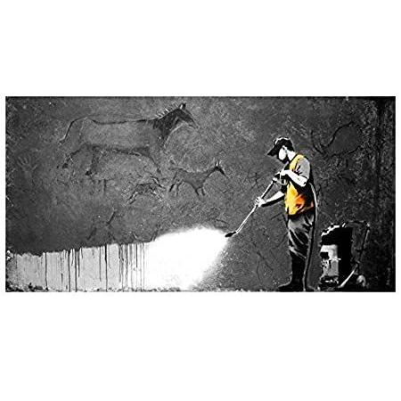 【メール便無料】 Alonlineアート – Man壁洗濯クリーニングCaveバンクシーキャンバスの印刷( 100 %コットン、フレームなしunmounted ) 24 レリーフ、アート