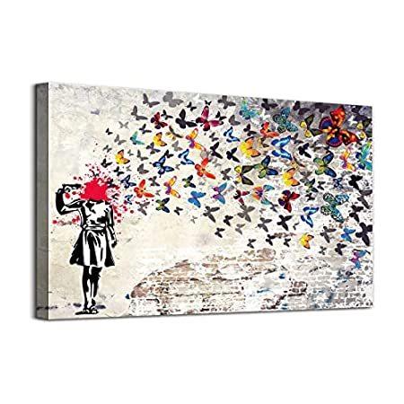 新しい到着 Art Wall Graffiti Banksy Canvas Wal Graffiti Color in Poster Wall Butterfly レリーフ、アート
