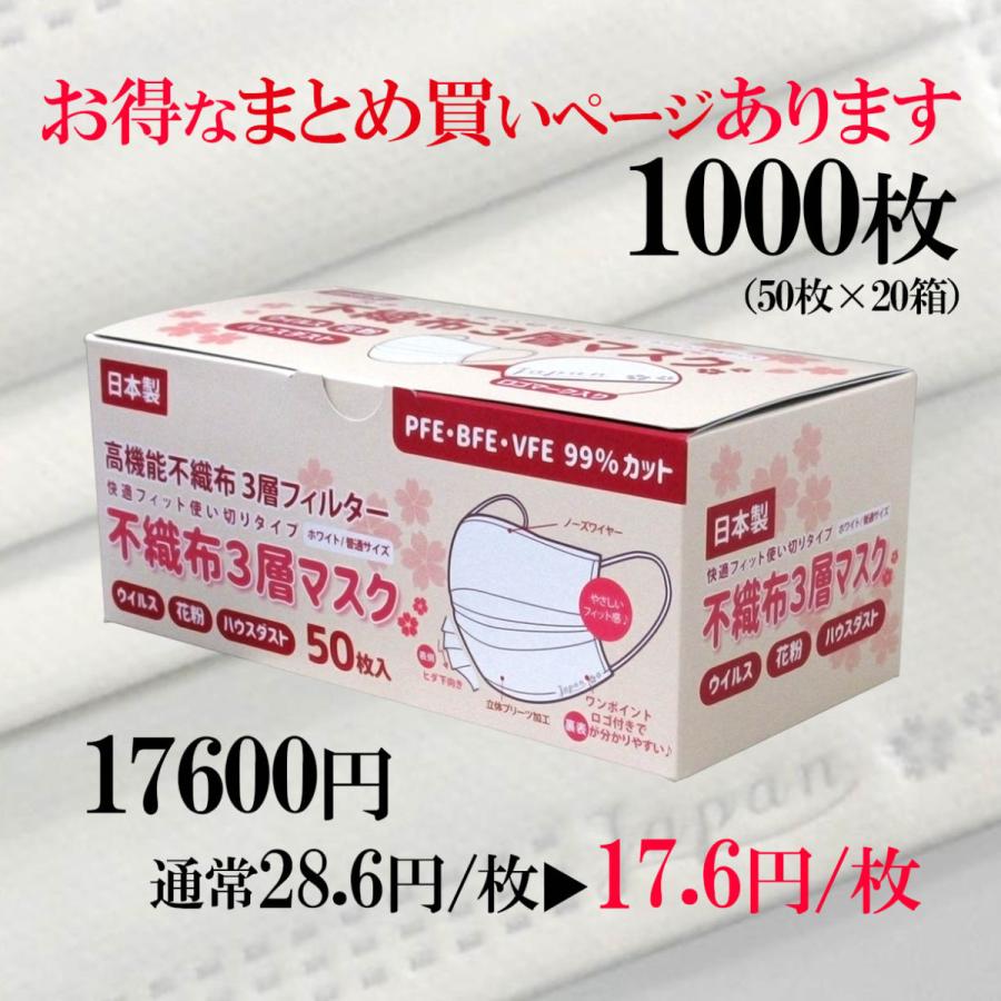 山陽物産 100枚「Japan 桜」 不織布マスク 白 ワンポイント ロゴ入り
