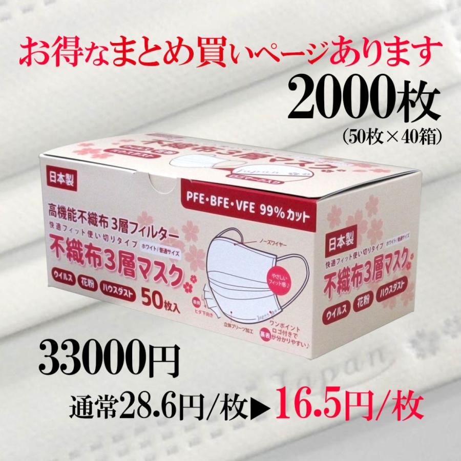 300枚「Japan 桜」不織布 日本製 マスク ワンポイント ロゴ入り 可愛い