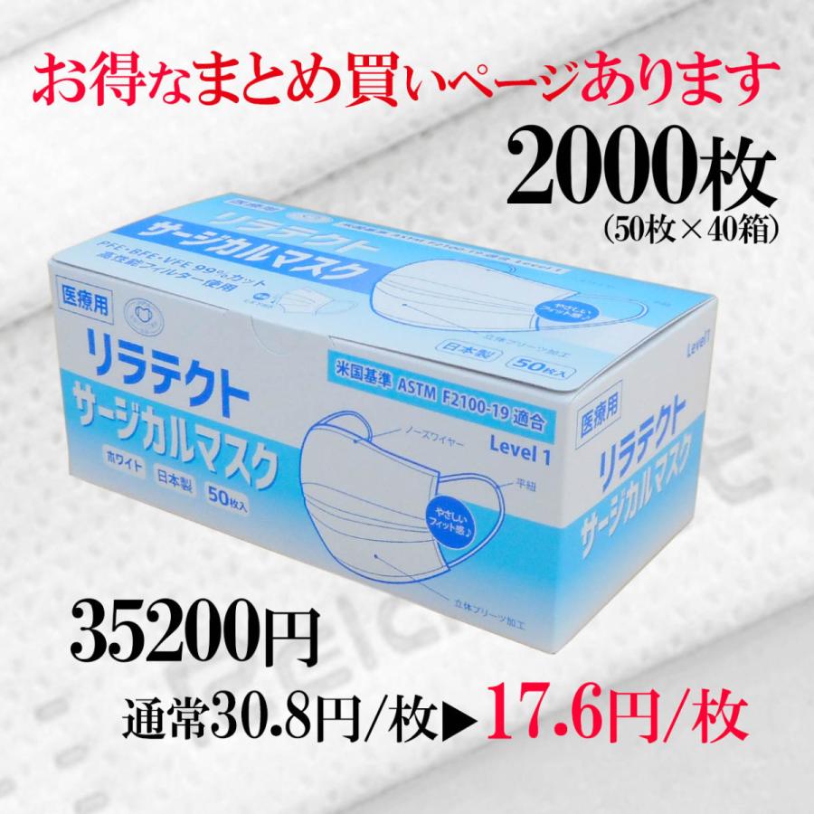医療用 100枚 サージカルマスク 不織布 マスク リラテクト 日本製 立体