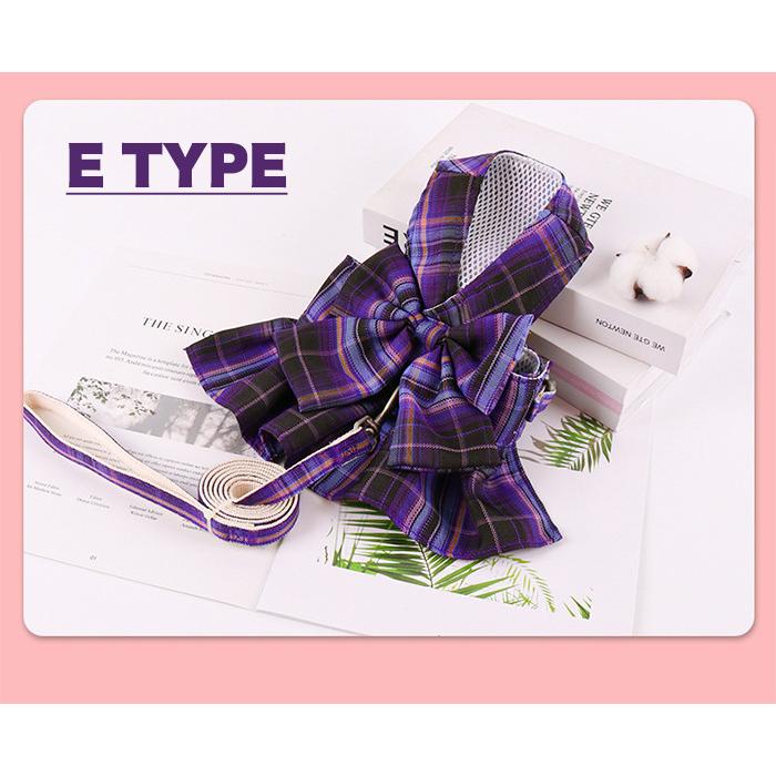 犬 ハーネス リード 付 ドレス リボン チェック ウェアハーネス ペット