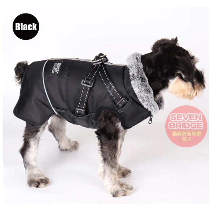 犬 ジャケット ハーネス 一体型 反射 暖か 首元 ファー ベスト