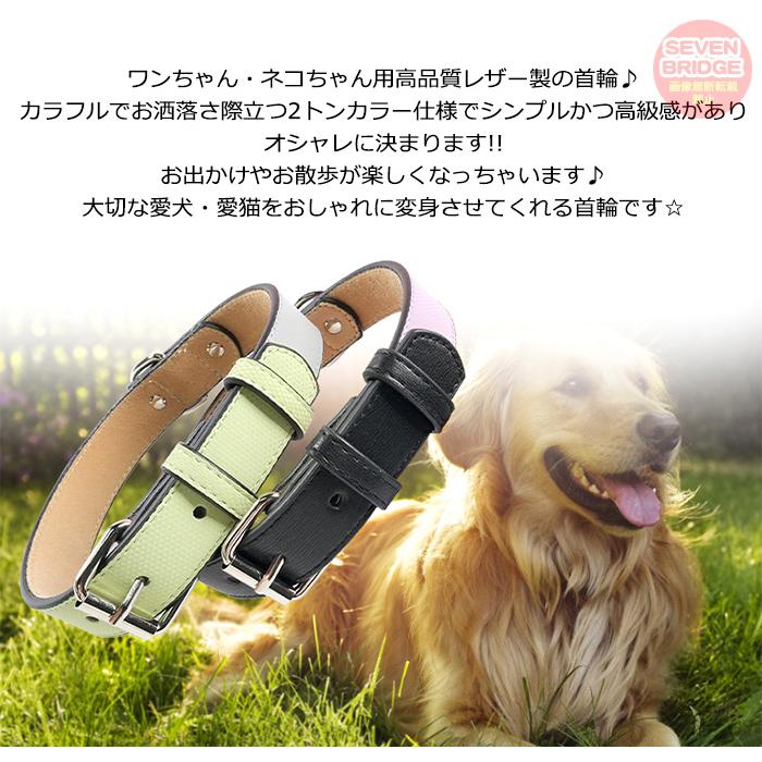 犬 猫 首輪 カラフル ツートンカラー レザー ペット キャット ドッグ