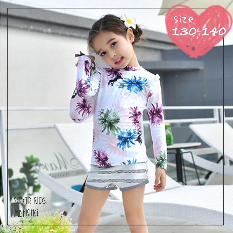 特価 アウトレット 送料無料 フラワーラッシュガードパンツセット ジュニアサイズ 海外子供服 女の子 夏 プール Avmap Gr