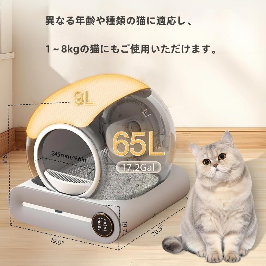 自動ネコトイレ 猫 トイレ 65L 猫用 猫トイレ 静音 清掃 重量センサー
