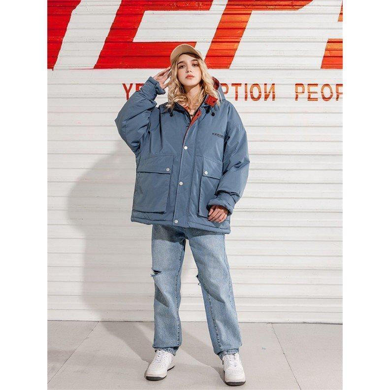 ショートコート アウター 通勤 厚手 無地 フード付き レディース ゆったり 通学 冬服 シンプル 中綿入り エレガント 暖かい オシャレの画像
