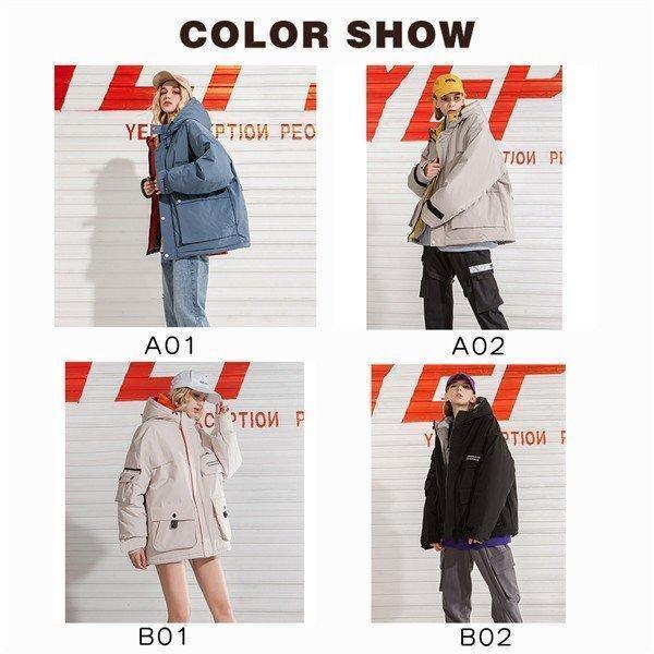 ショートコート アウター 通勤 厚手 無地 フード付き レディース ゆったり 通学 冬服 シンプル 中綿入り エレガント 暖かい オシャレの画像