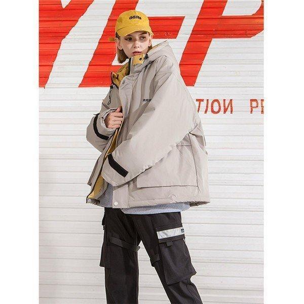 ショートコート アウター 通勤 厚手 無地 フード付き レディース ゆったり 通学 冬服 シンプル 中綿入り エレガント 暖かい オシャレの画像
