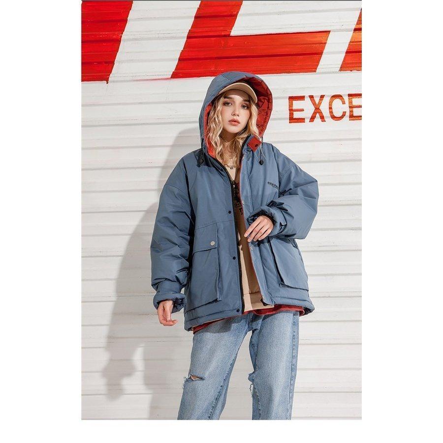 ショートコート アウター 通勤 厚手 無地 フード付き レディース ゆったり 通学 冬服 シンプル 中綿入り エレガント 暖かい オシャレの画像