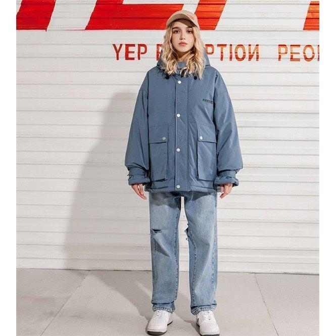 ショートコート アウター 通勤 厚手 無地 フード付き レディース ゆったり 通学 冬服 シンプル 中綿入り エレガント 暖かい オシャレの画像