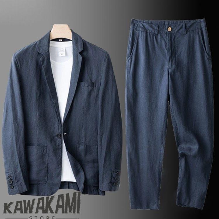 メンズ スーツ リネン セットアップ 涼しい 麻 長袖 サマージャケット