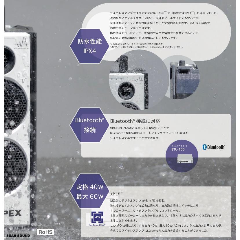 UNI-PEX ユニペックス 防水＋充電機能 出力40W（最大60W） ワイヤレス