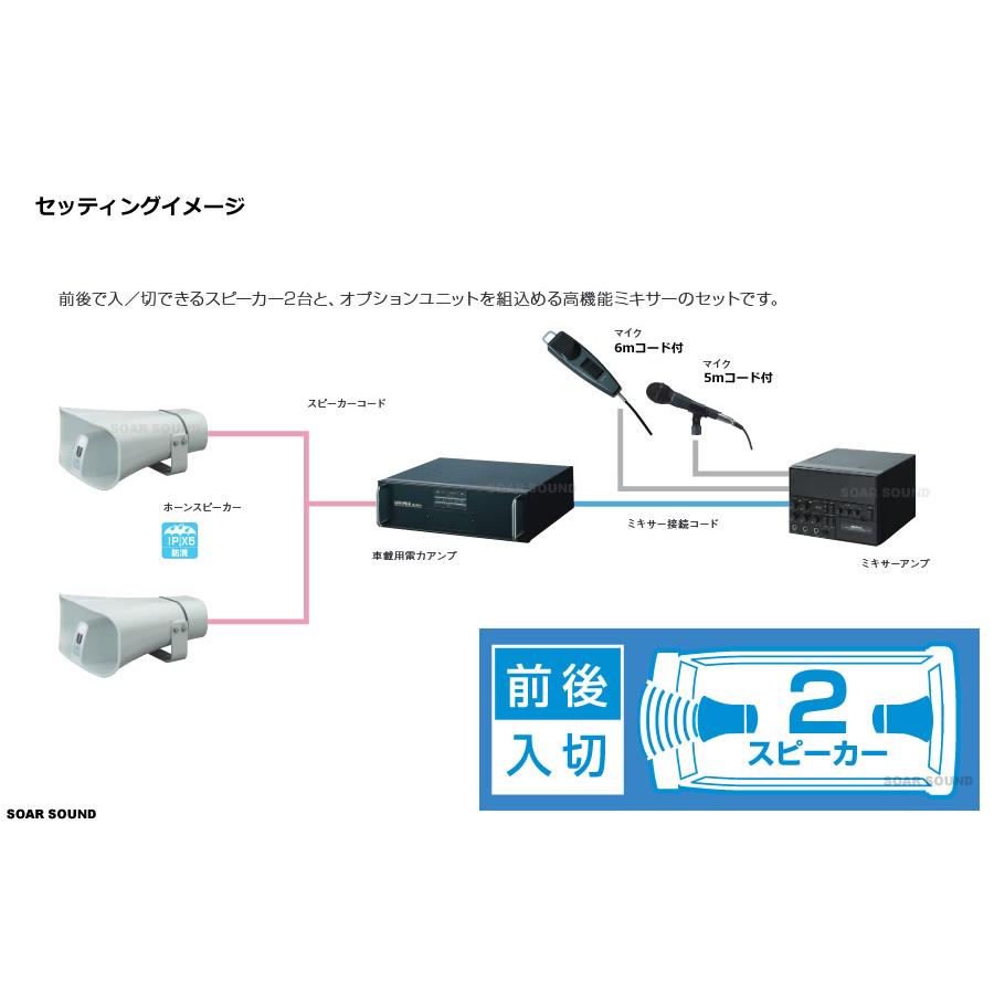 普通車用 300W スピーカー2台 車載マイクセット 選挙 街宣 広報 防災 