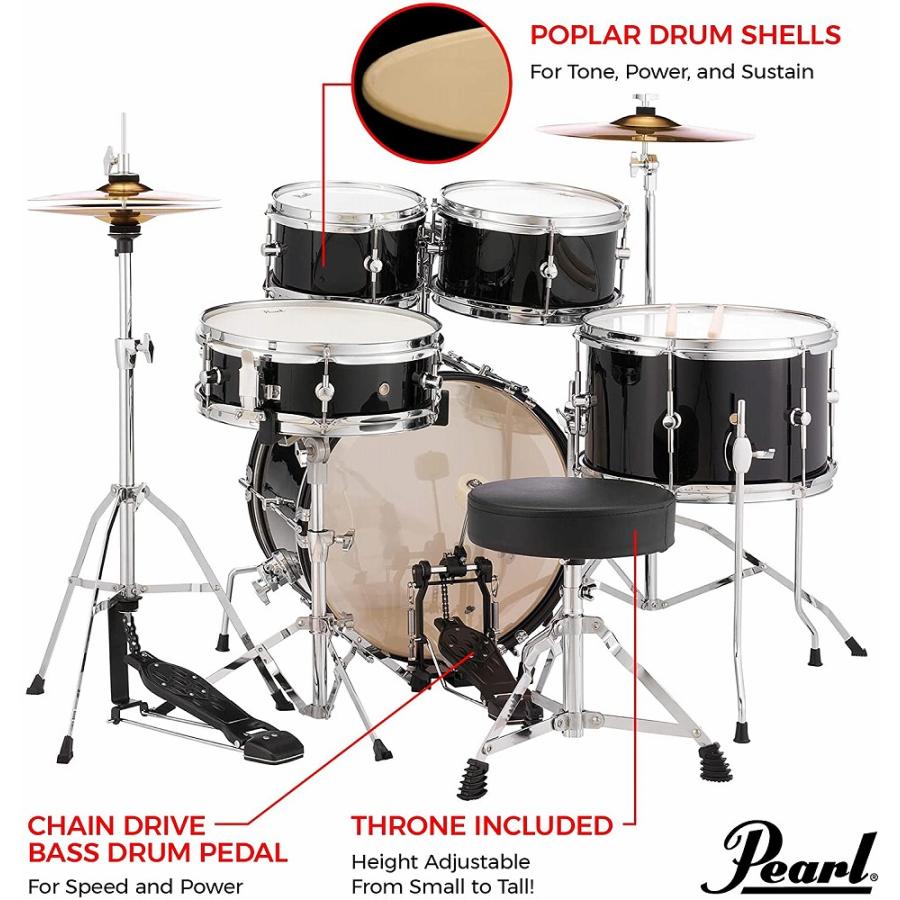 Pearl パール キッズ用 ドラムセット ROADSHOW JR. ブラック RSJ465/C 