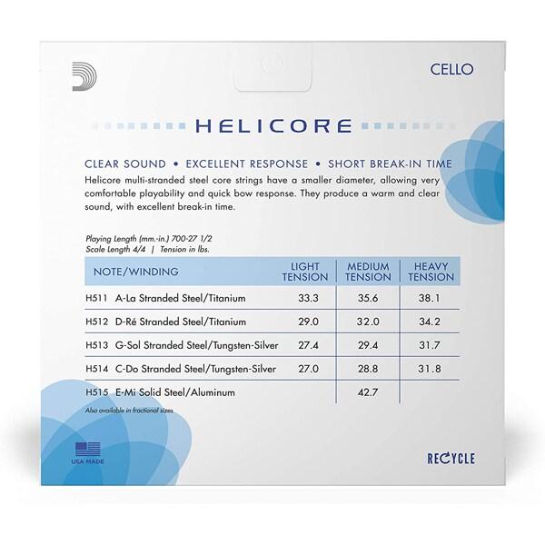 D'Addario ダダリオ チェロ弦 HELICORE ヘリコア セット Heavy Tension