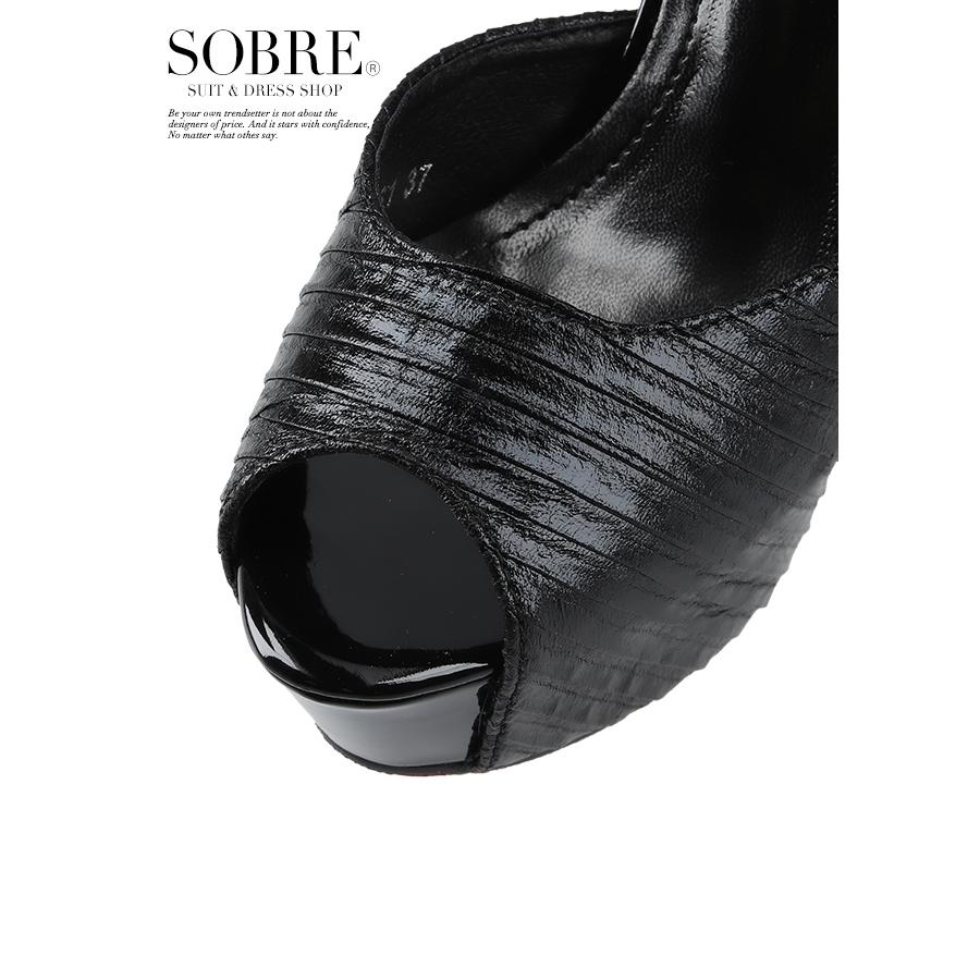 クロコダイル風ブラックシルバーサンダル