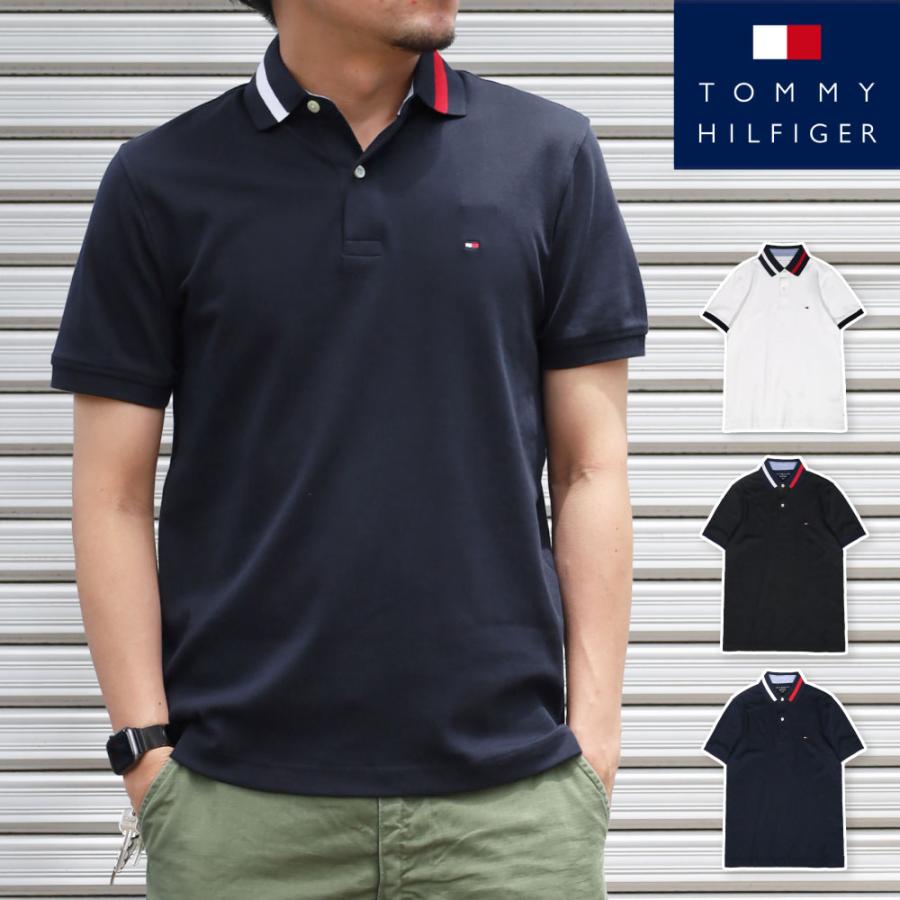 トミー ヒルフィガー メンズ 半袖 ポロシャツ トップス 無地 綿 大きい