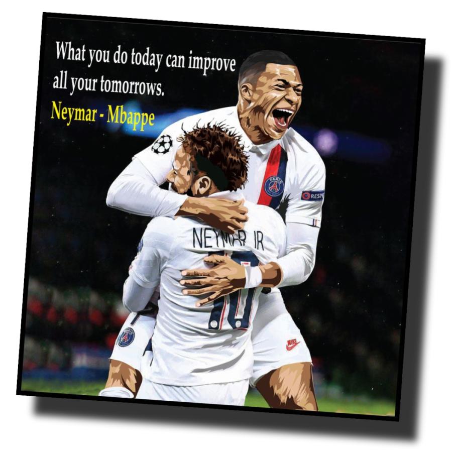 欲しいの ムバッペ エムバペ Amp ネイマール パリ サンジェルマン デザインb サッカーグラフィックアートパネル 木製 壁掛け ポスター Supplystudies Com
