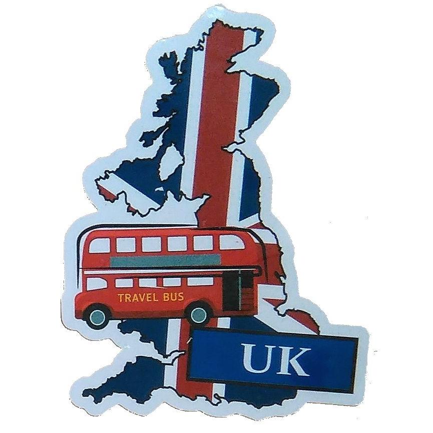 イギリス ロンドン ダブルデッカー ナショナルフラッグ＆マップデザイン ステッカー スーツケースなどの目印に貼るシール｜soccerart2