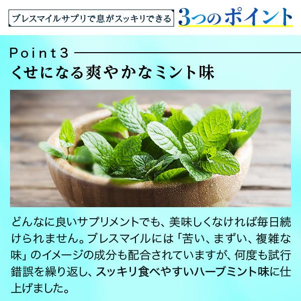 公式 ブレスマイル 口臭サプリ 33粒 2袋 ミント味 口臭ケア シャンピニオン サプリ 口臭タブレット 口臭予防 口臭対策 | ブレスマイル | 06