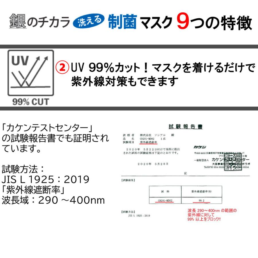 マスク 銀 日本製 洗える 抗ウイルス デザインマスク ウェルネスマスク 息がらく 口につかない UVカット 防臭 耳ヒモ調整 ずれない JIS規格 花粉 ダルメシアン｜sociel-knit｜06