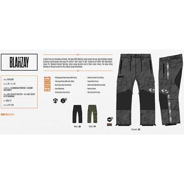 22-23 THIRTYTWO サーティーツー BLAHZAY CARGO スノーボードウェアー 