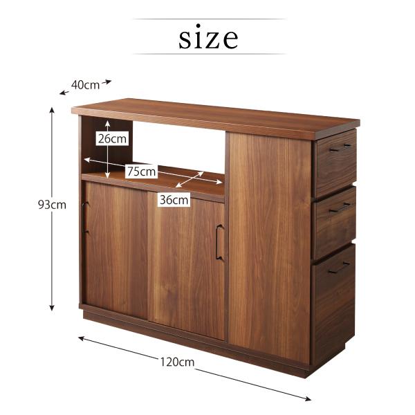 【早い者勝ち】 日本製 キッチンカウンター 〔幅120×奥行40×高さ93cm〕 両面から収納できる間仕切り 完成品 【ZYX1225548968】(44365円)