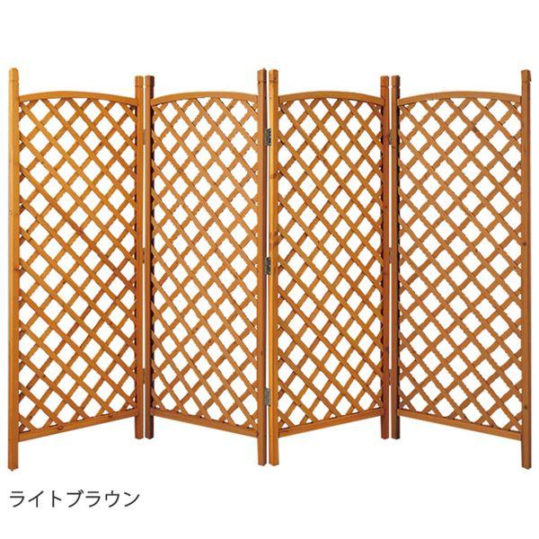 ガーデン パーテーション/衝立 〔4連 格子タイプ ライトブラウン〕 約幅60cm 天然木 杉材 完成品 〔エクステリア 庭〕