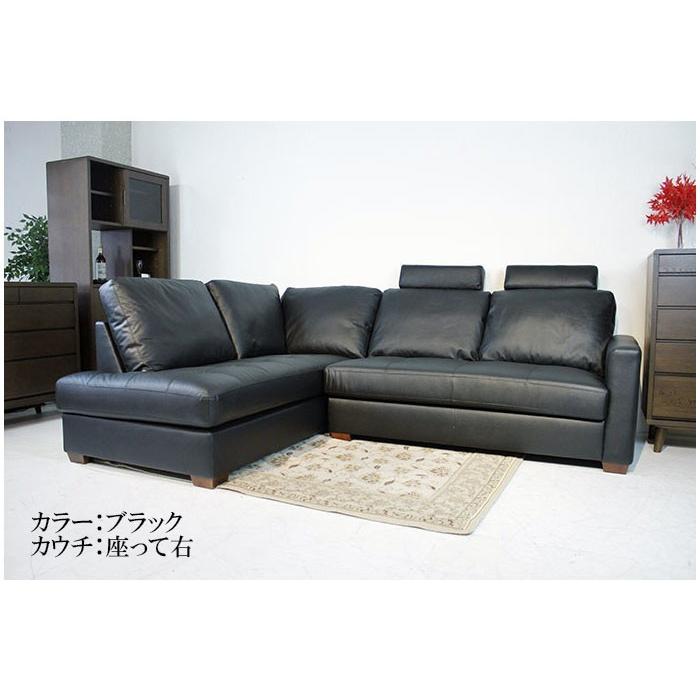 本革右コーナーソファ 25日まで ブラック レザークリーナー付き
