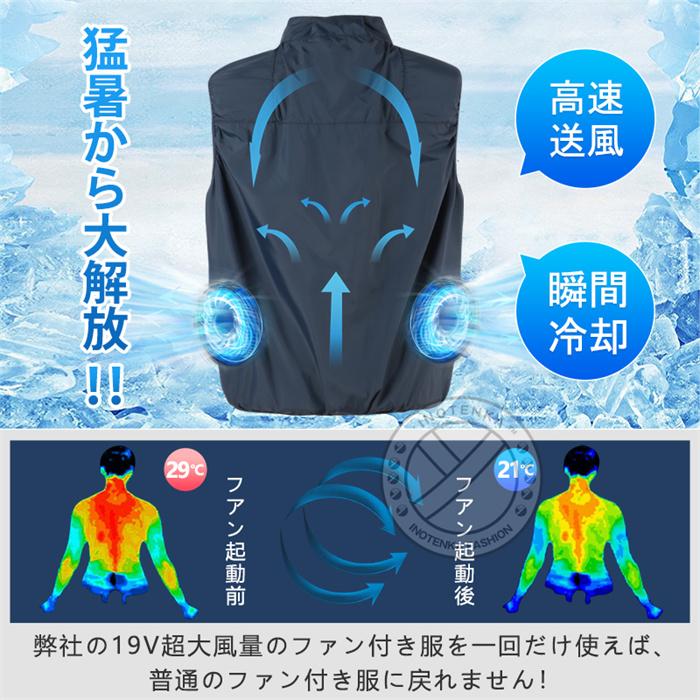 ファン付きベスト フルセット 19V超大風量 扇風機付きベスト