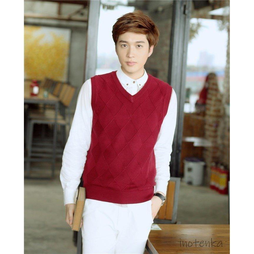 ニットベスト セーター メンズ トレンド 袖なし ニット チョッキ ジレ トップス プルオーバー 春秋冬 ノースリーブ ビジネス 通勤 通学 Vネック