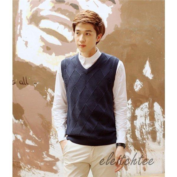 ニットベスト セーター メンズ トレンド 袖なし ニット チョッキ ジレ トップス プルオーバー 春秋冬 ノースリーブ ビジネス 通勤 通学 Vネック
