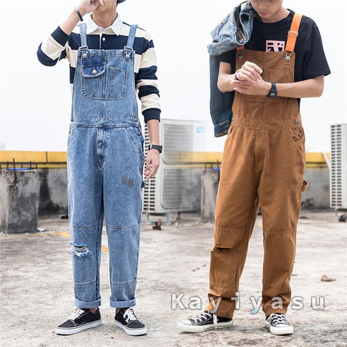 サロペット デニム オーバーオール メンズ ジーンズ ゆったり ズボン型