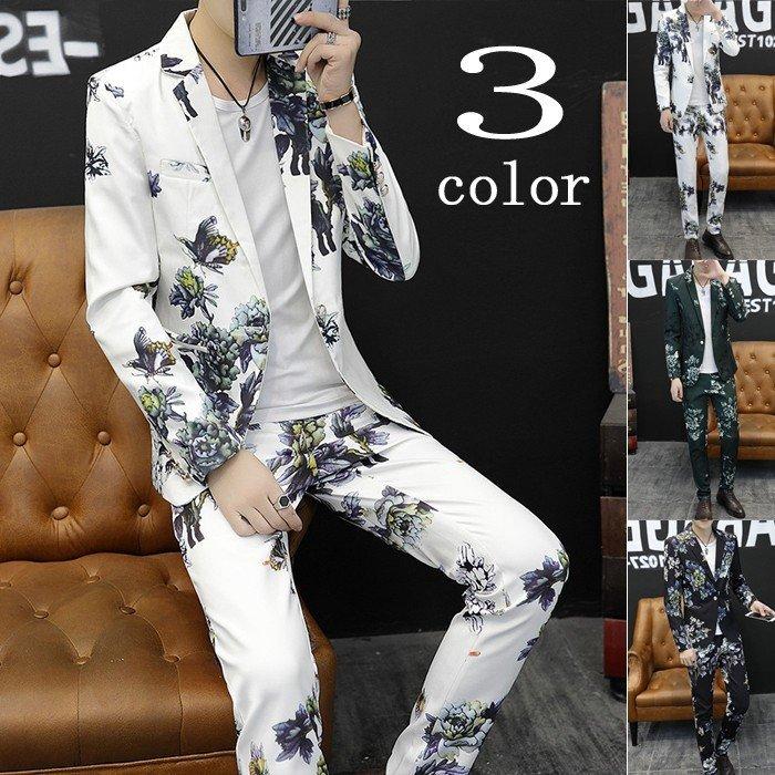 カジュアルスーツ メンズ セットアップ 花柄 サマースーツ おしゃれ サマージャケット テーラード 長袖 スキニーパンツ 上下 紳士服 派手 成人式 008 Mhzy 08 Kayiyasu ヤフー店 通販 Yahoo ショッピング